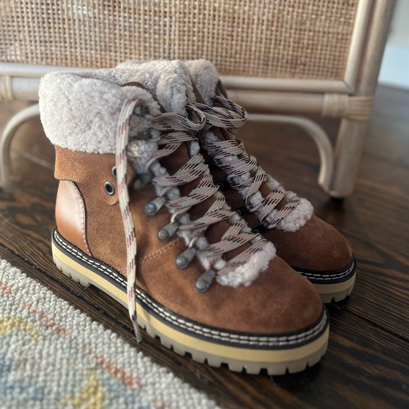 SEE BY CHLOÉ Eilieen shearling-lined suede and leather ankle boots - Picture 5 of 7